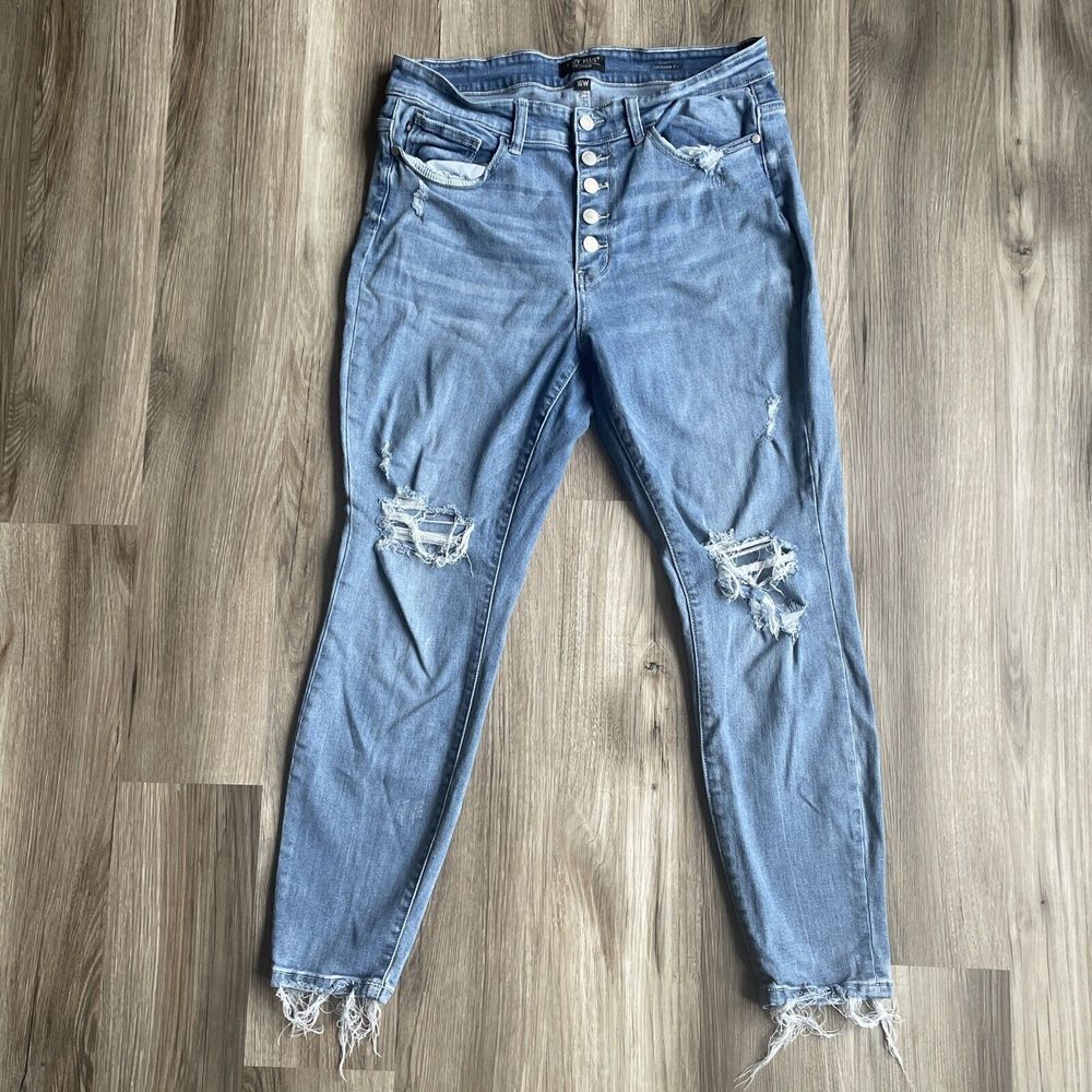 Judy Blue Jeans Womens Plus 16W Boyfriend Fit Stretch Button Fly High Rise
